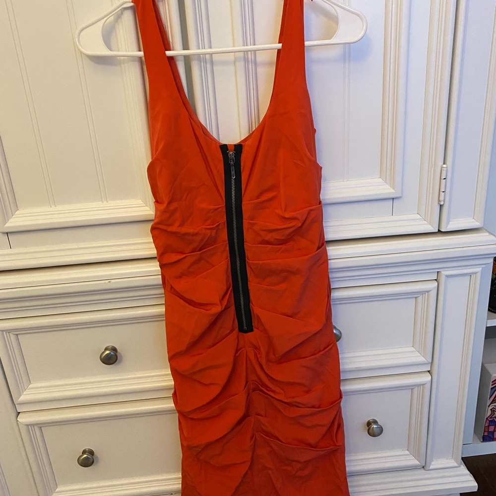 Coral zipper dress